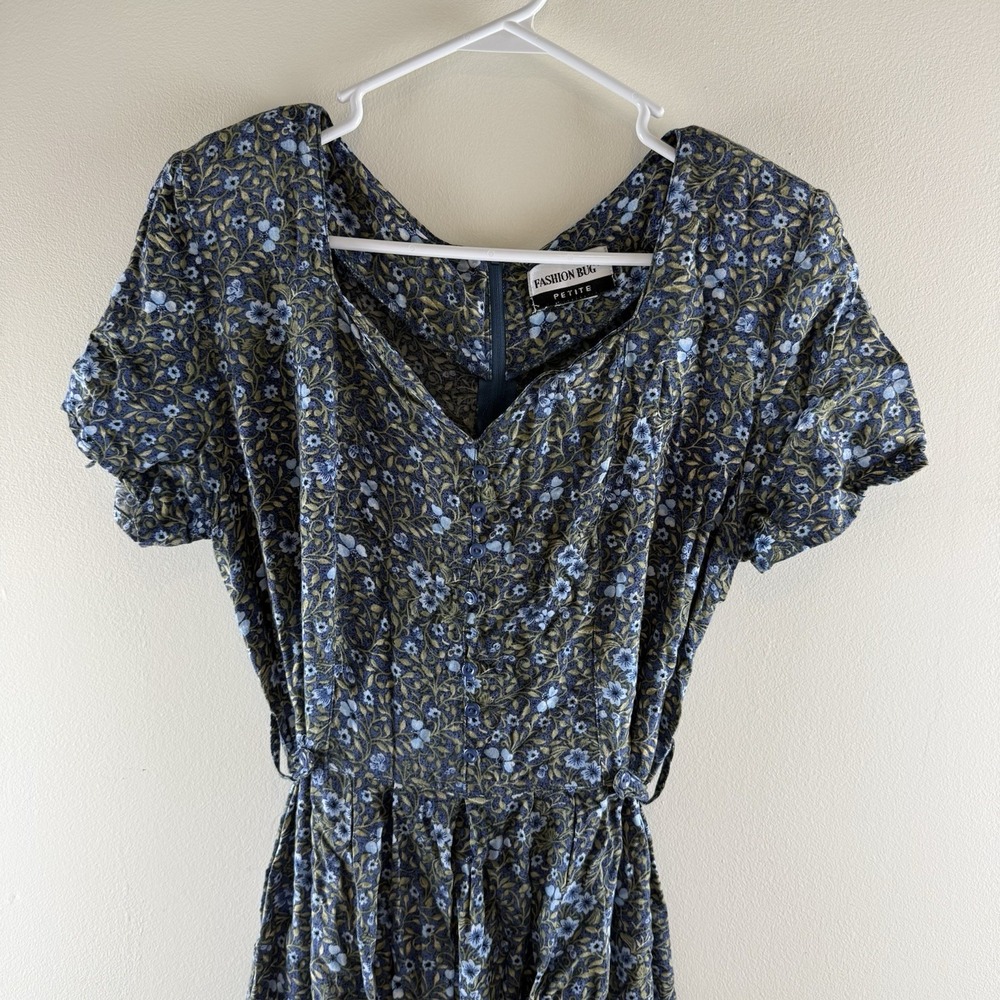 Vtg Fashion Bug Floral Midi-Maxi Dress Sz S/M Petite Whimsigoth Cottagecore 90s